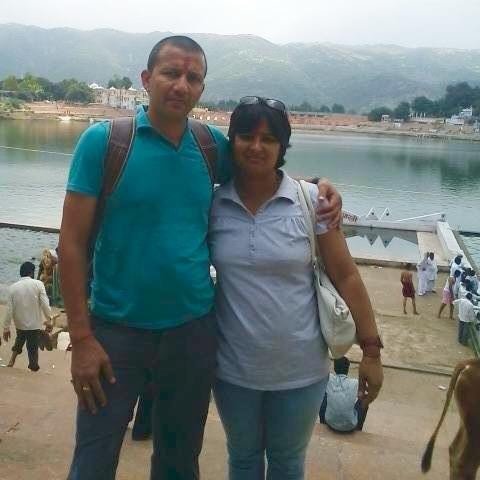 First Pushkar picture from bus journey days - Manu and Tik