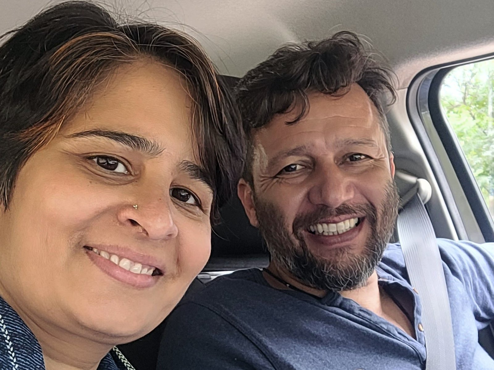 Picture on a drive together - Manu and Tik