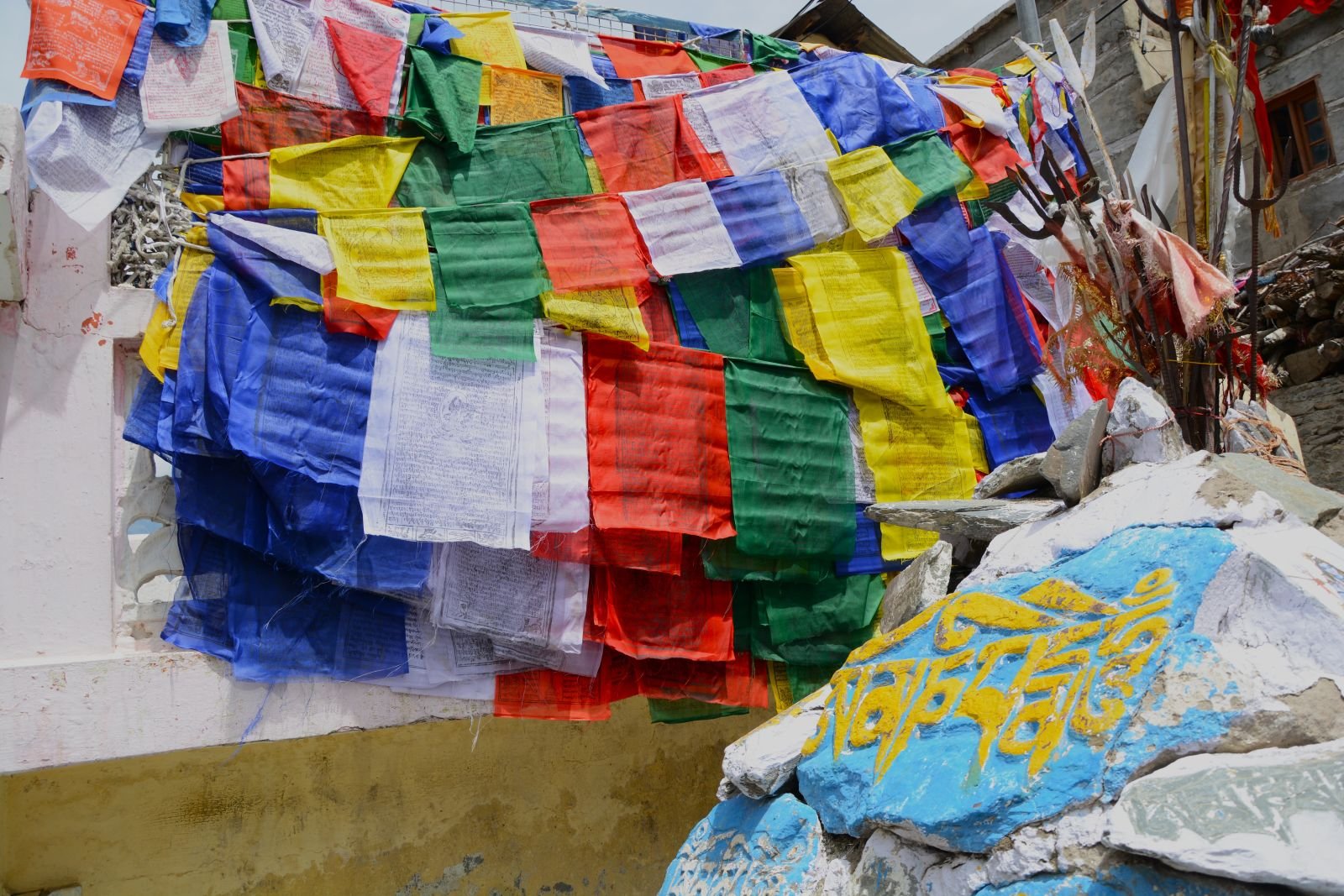 Colourful prayer flags seen during Tik and Manu's Lahaul journey