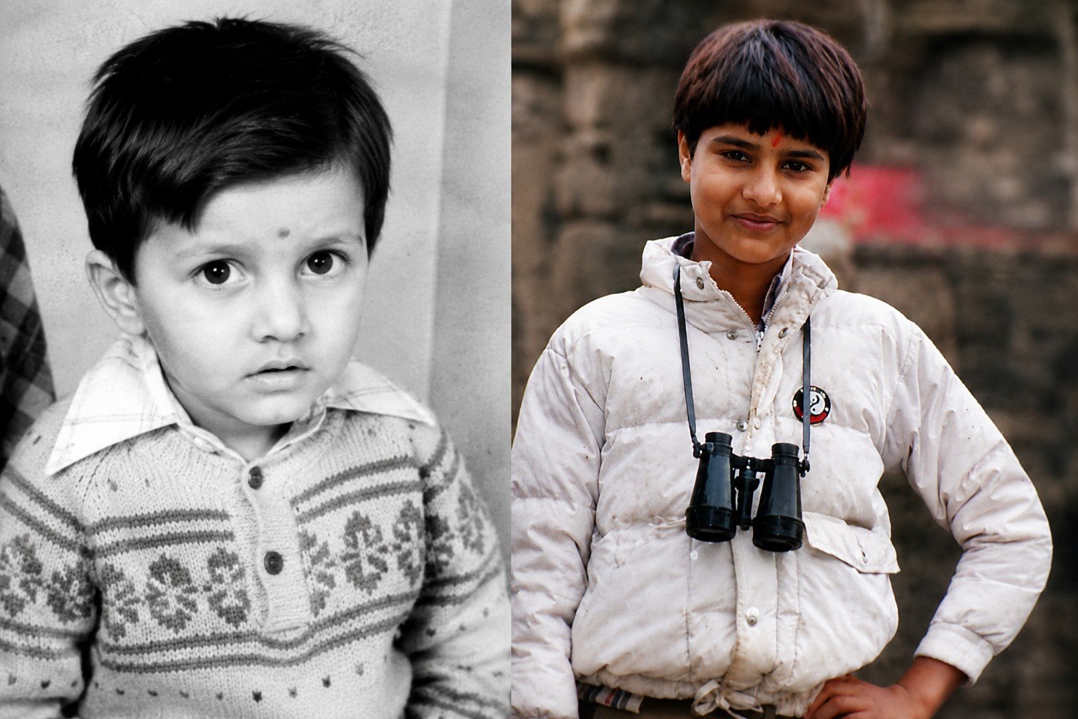 Separate childhood picture of Manu and childhood picture of Tik, or one combined childhood collage - Manu and Tik